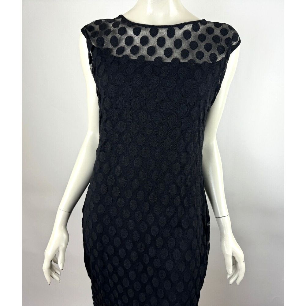 FUZZI Flock Tulle Dress Women XL‎ EUC $435 Stretch Short Sleeve Lined  Boat Neck - Picture 9 of 12